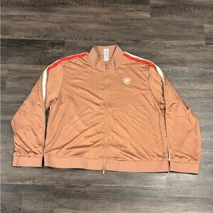 Victoria's Secret PINK Brown Track Jacket with Red & White Stripes